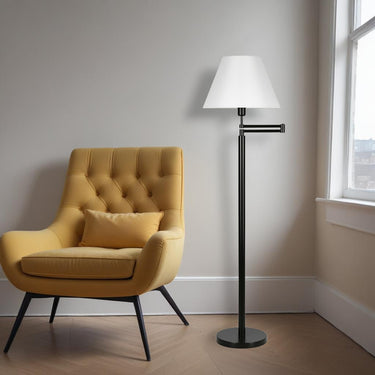 Swing Arm Lamp With White Frosted Glass Empire Shade